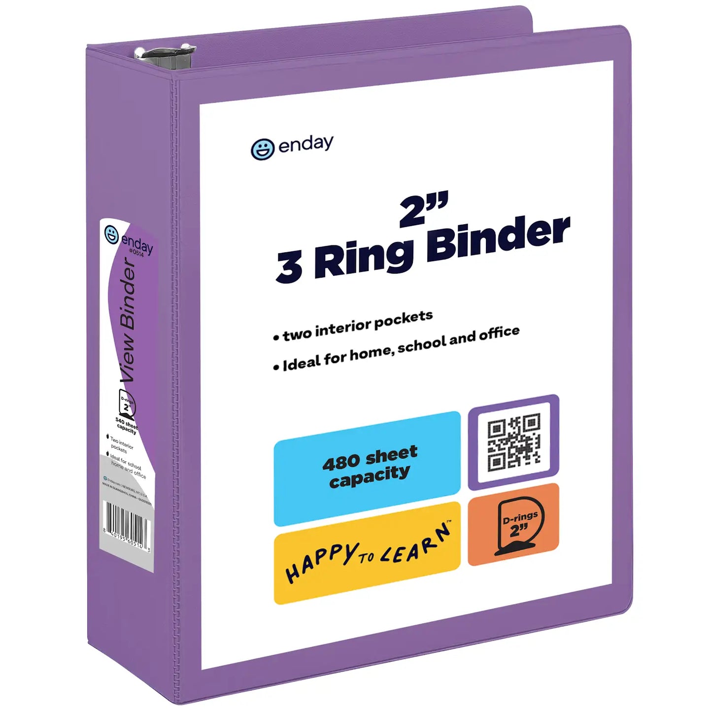 Enday 2″ Slant-D Ring View Binder With 2 Pockets, Purple