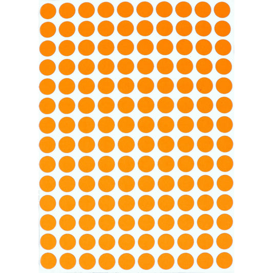 Color Coding Labels 10mm 1/4" Orange 32 sheets/pk 4,480 Stickers