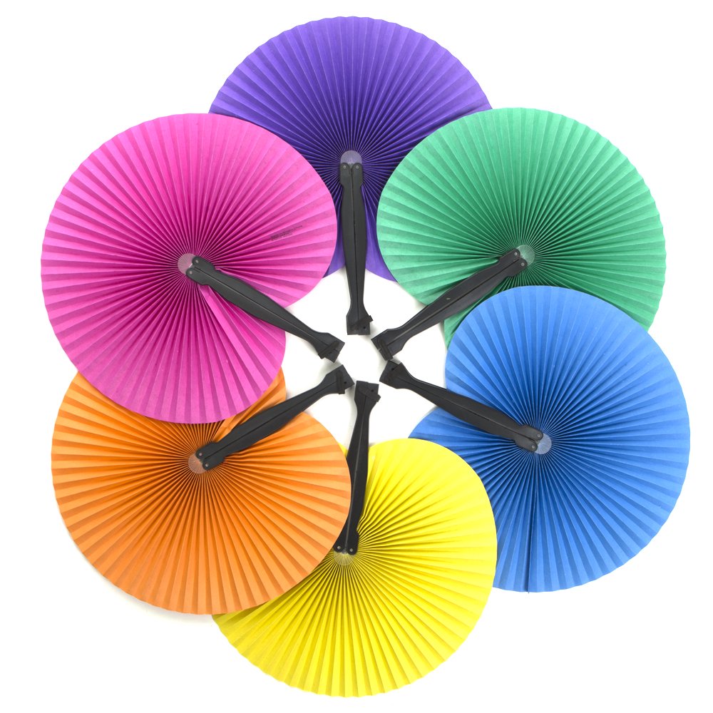 10" Solid Color Folding Fans 12 Pcs