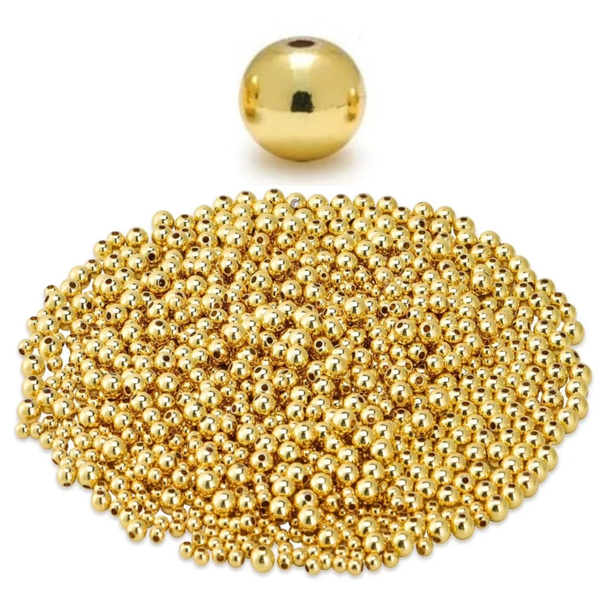 Effect Beads. 10mm Luster Electroplated Round Gold 30g
