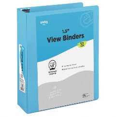 Enday 1-1/2" 3-Ring View Binder With 2-Pockets, Light Blue