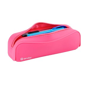 Enday Silicone Pencil Case, Waterproof Pencil Pouch Pink