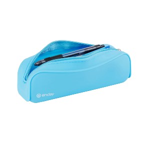 Enday Silicone Pencil Case, Waterproof Pencil Pouch, Blue