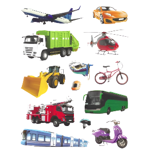 Vehicles Stickers 10-Sheets