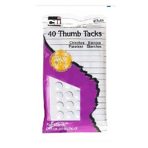 White Twin Pack Thumbtacks 40/Pcs.
