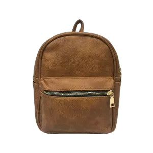 Small Backpack, Leather Look, 8" L x 5" W x 10" H, Brown