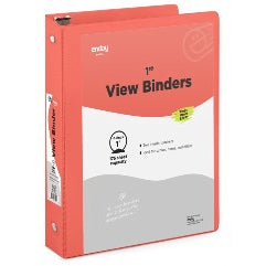 Enday 1" 3-Ring View Binder With 2-Pockets, Red