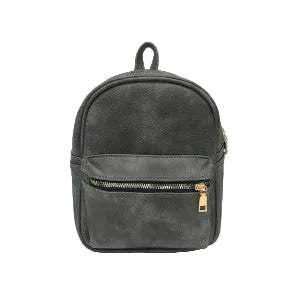 Small Backpack, Leather Look, 8" L x 5" W x 10" H, Grey