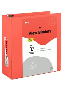 Enday 3" 3D-Ring View Binder With 2-Pockets, Red