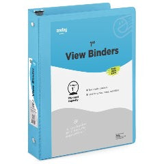 Enday 1" 3-Ring View Binder With 2-Pockets, Blue
