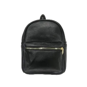 Small Backpack, Leather Look, 8" L x 5" W x 10" H, Black