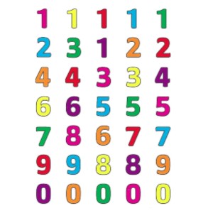 Assorted Color Medium Size Number Stickers 10-Sheets