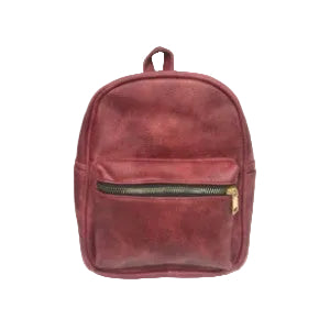 Small Backpack, Leather Look, 8" L x 5" W x 10" H, Red