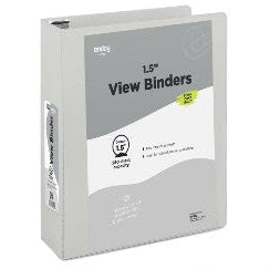 Enday 1-1/2" 3-Ring View Binder With 2-Pockets, Grey