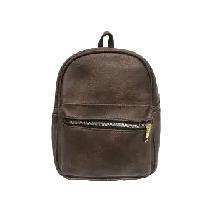 Small Backpack, Leather Look, 8" L x 5" W x 10" H, Dark Brown