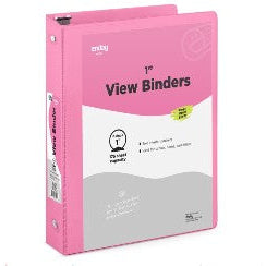 Enday 1" 3-Ring View Binder With 2-Pockets, Pink