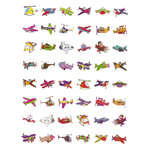 Airplane 3/4" Stickers 10-Sheets