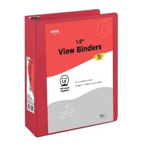 Enday 1-1/2" 3-Ring View Binder With 2-Pockets, Red