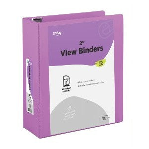 Enday 2" 3D-Ring View Binder With 2-Pockets, Purple