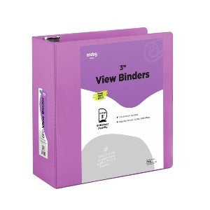Enday 3" 3D-Ring View Binder With 2-Pockets, Purple