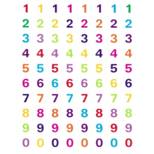Assorted Color Small Number Stickers 10-Sheets