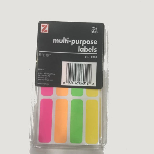 Multi Purpose Labels, Neon Colors, 256 Labels