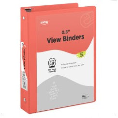 Enday 1/2" 3-Ring View Binder With 2-Pockets, Red