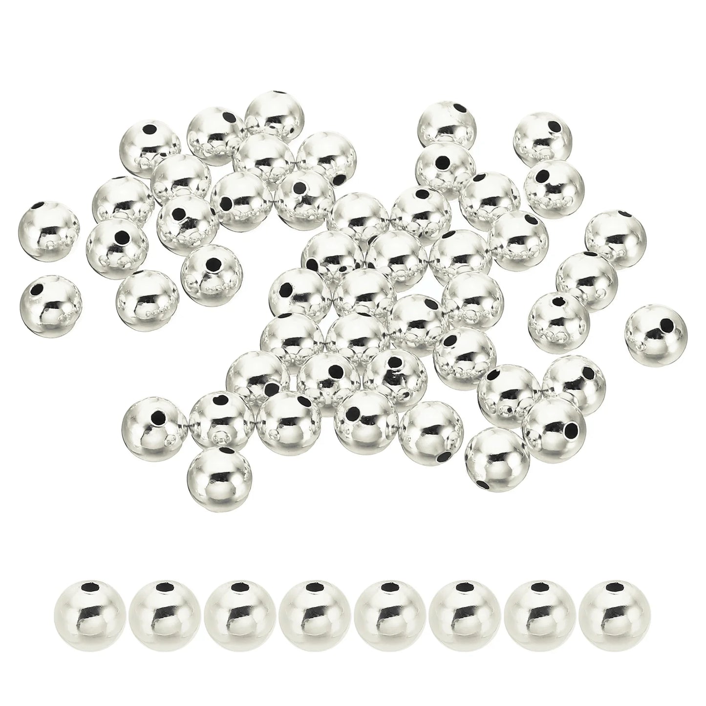 Effect Beads. 10mm Luster Electroplated Round Silver 30g