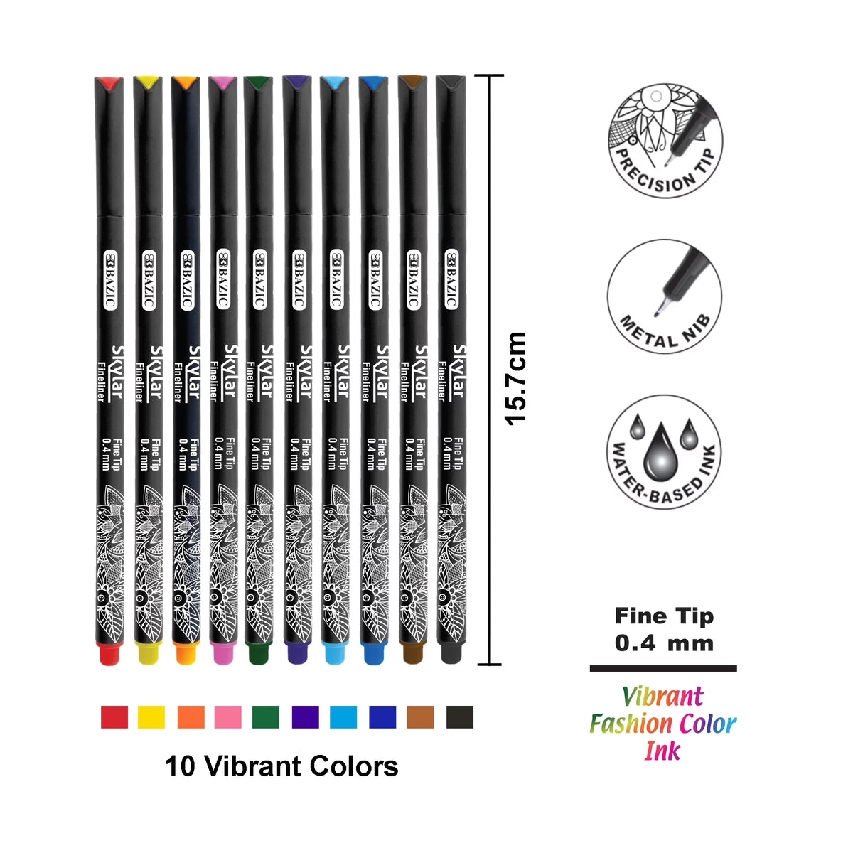 Skylar Color 10 Color Skylar 0.4 mm Fineliner Pen – King Stationary Inc