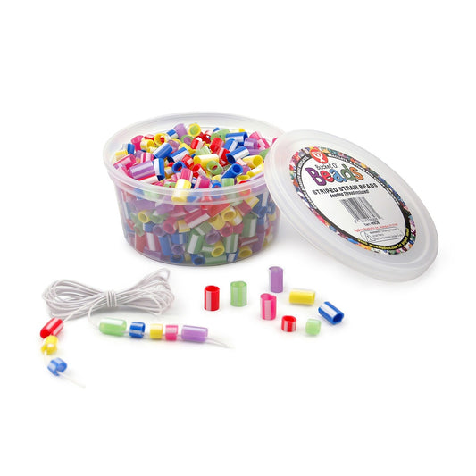 Striped Straw Beads, Approx. 300 Pcs.
