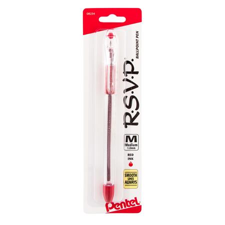 Pentel R.S.V.P. Ballpoint Stick Pens Medium Point Red Each