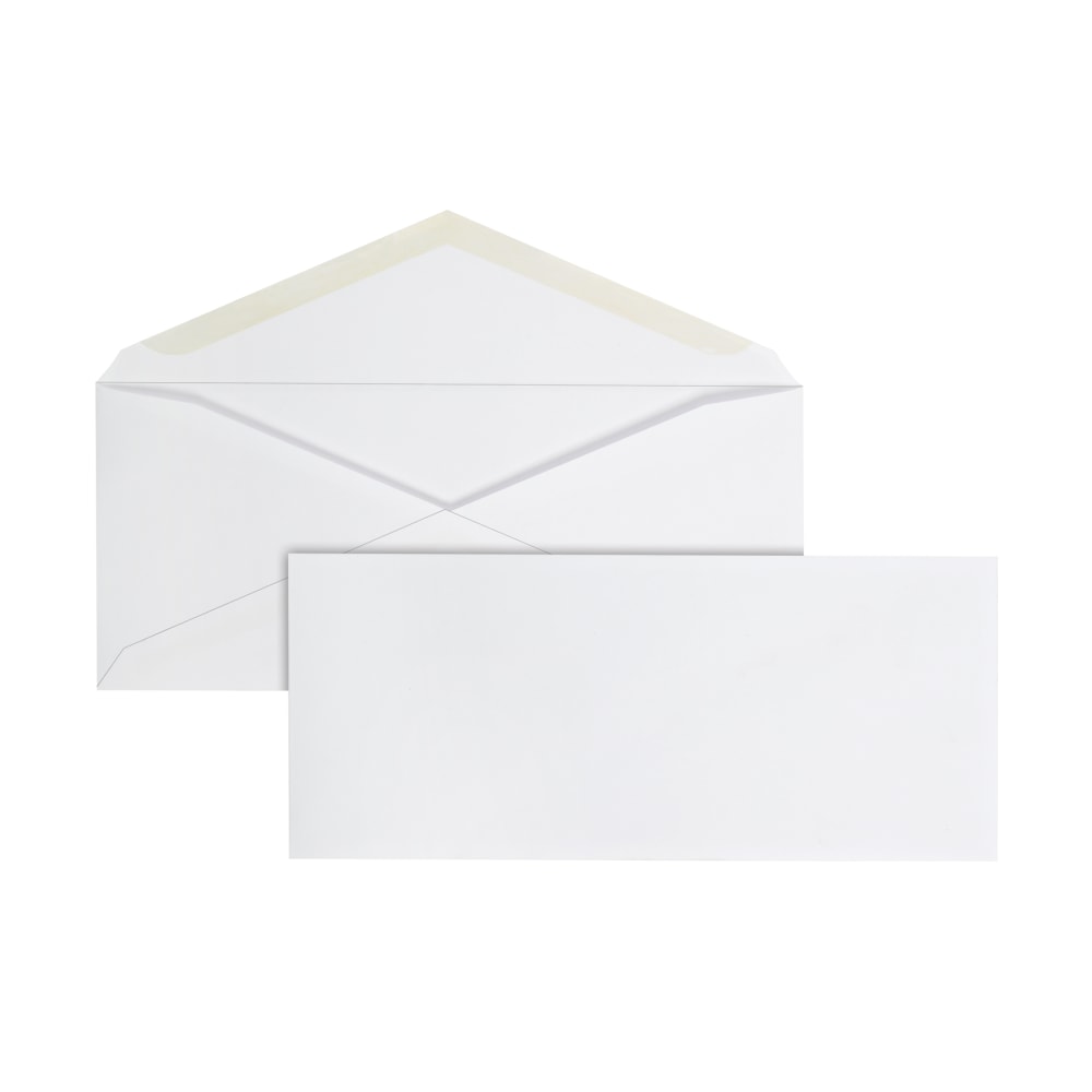 #10 Envelopes, 4-1/8" x 9-1/2", Gummed Seal, White, Box Of 500