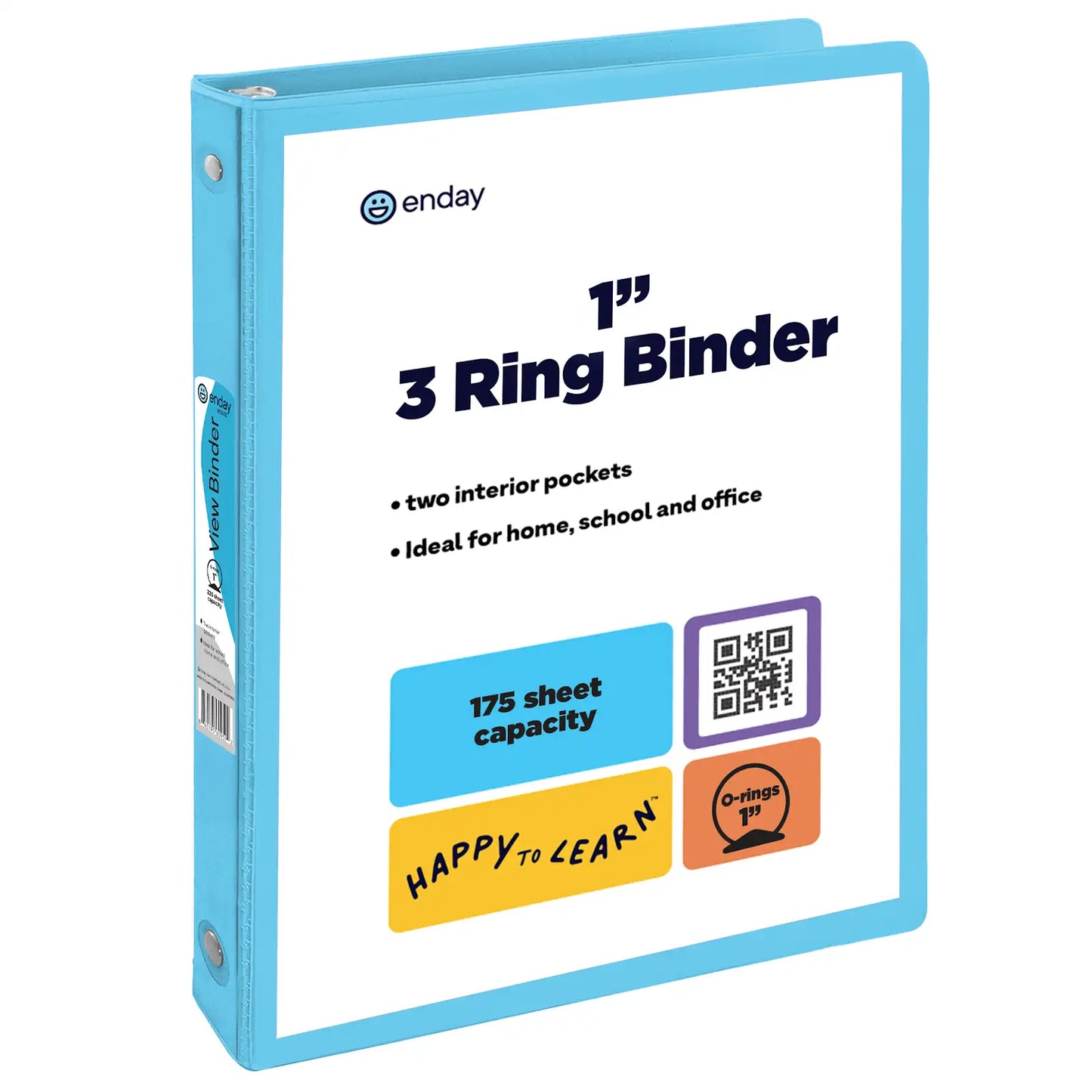 Enday 1" 3-Ring View Binder With 2-Pockets, Blue