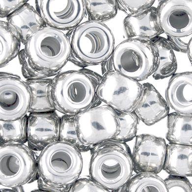 Pony beads metallic Silver 6x9mm 150/pk.