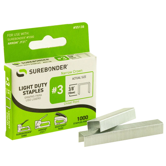 Jt21 Light Duty Staples 3/8" 1000 Pack