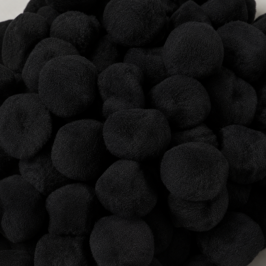 1" Pom Poms Black