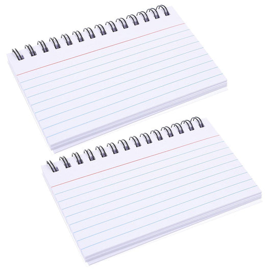 Ruled White Index Card, Spiral Bound 4" x 6" 50 Ct.