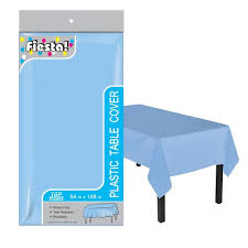 Plastic Tablecloth, 54″ x 108″, Baby Blue