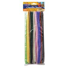 Striped Pipe Cleaner (Chenille Stems) 12" X 6 100 Pieces Assorted Colors