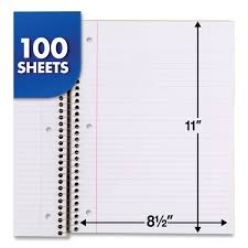 Mead Spiral Notebook, 8" x 11", 1 Subject, College Ruled, 200 Pages (100 Sheets), Color may Vary