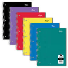 5 Subject Spiral Notebooks, Wide Ruled Color may vary