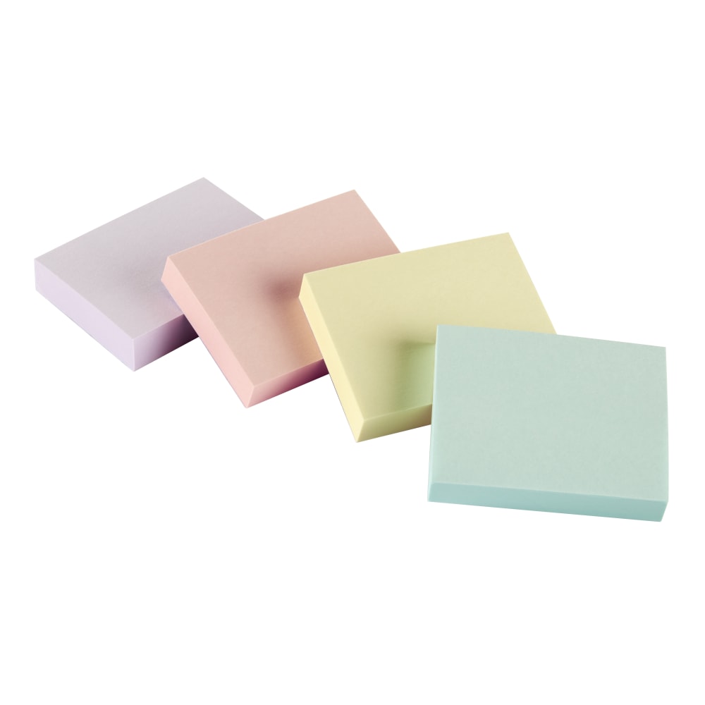 Sticky Notes, With Storage Tray, 1-1/2" X 2", Assorted Pastel Colors, 100 Sheets Per Pad, Pack Of 24 Pads