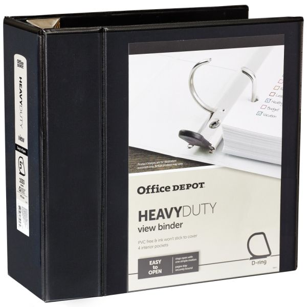 Heavy-Duty View 3-Ring Binder, 5" D-Rings,Black