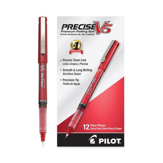 Pilot Precise V5 Liquid Ink Rollerball Pens, Extra Fine Point, Red 12 Pack