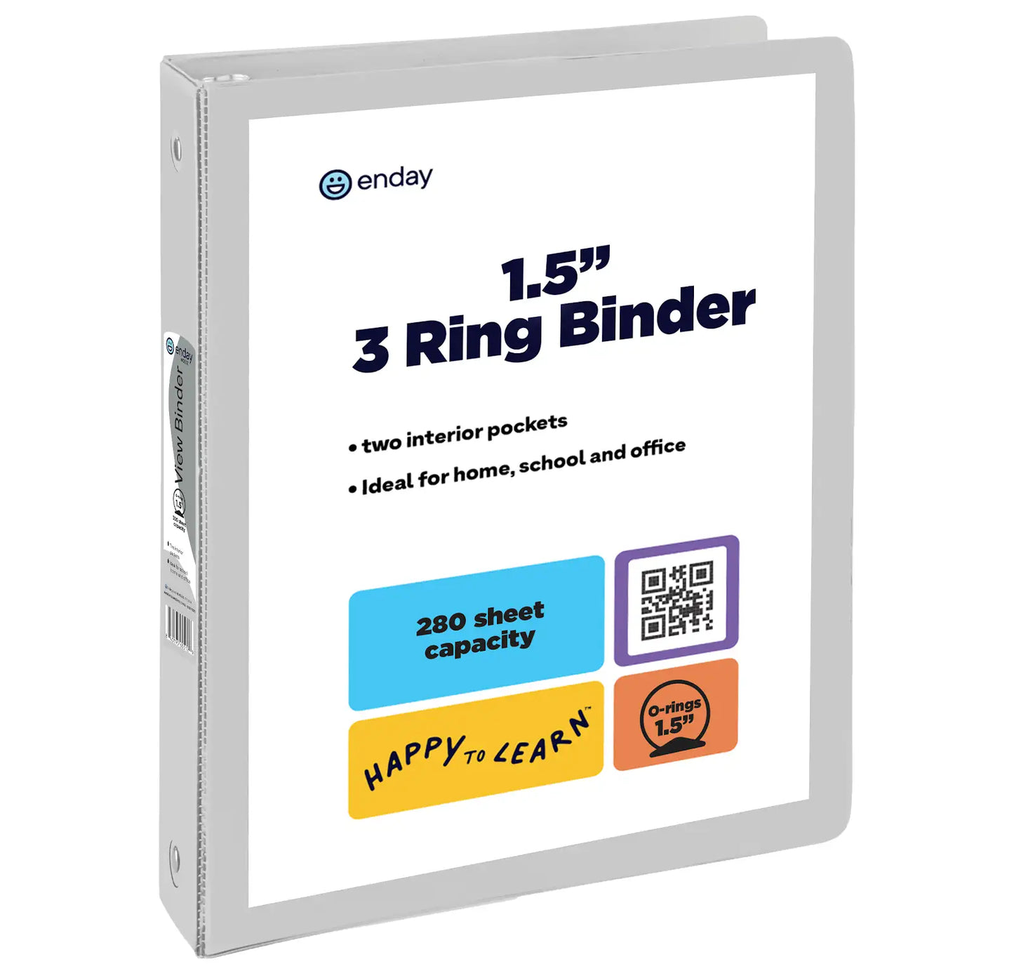 Enday 1-1/2" 3-Ring View Binder With 2-Pockets, Gray