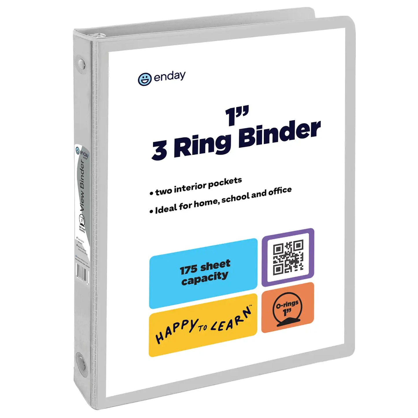 Enday 1" 3-Ring View Binder With 2-Pockets, Gray