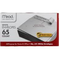 Mead #6-3/4 All-Purpose White Envelopes 65 Count