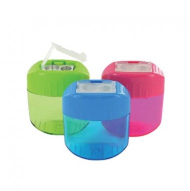 Kum Mattel Maxi Double Oval Pencil Sharpeners with Container, Colors Vary