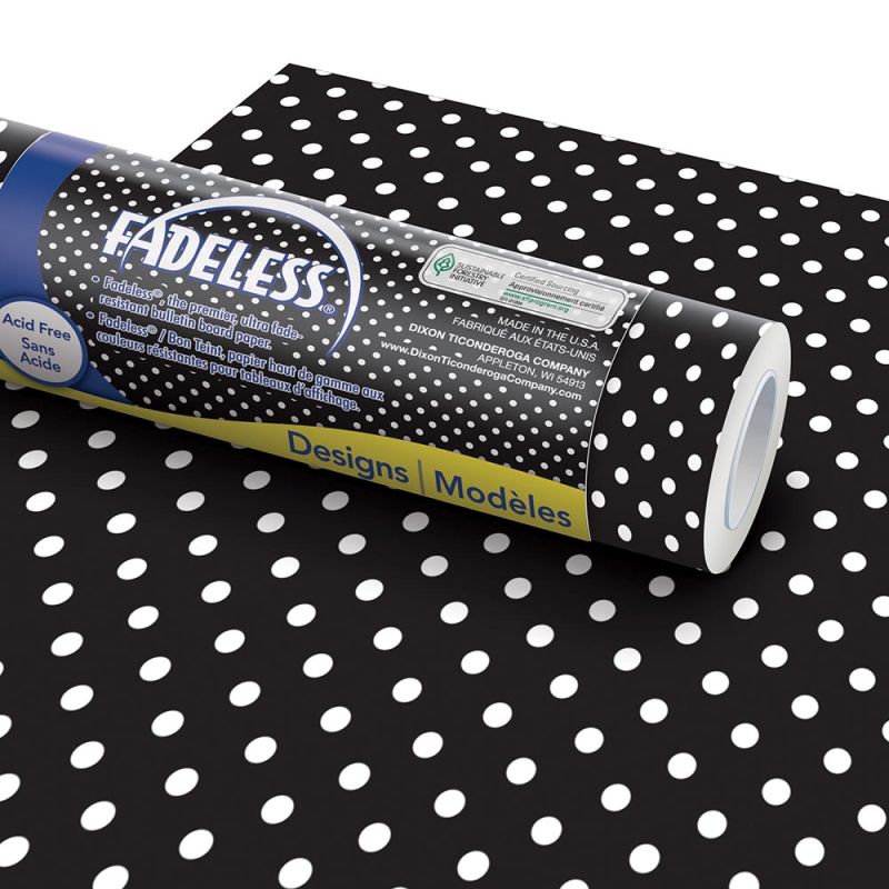 Design Fadeless Paper Roll 48" x 50' Classic Dots Black & White