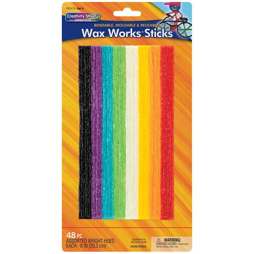 Wax Works Sticks, Assorted Bright Hues, 8", 48 Pieces